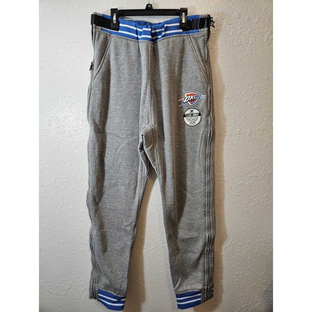 NWT OKC NBA Zipway Tear Away Sweatpants Size Large Gray